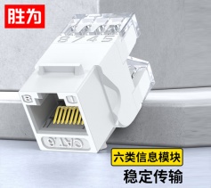 六類(lèi)網(wǎng)絡(luò)模塊 勝為CAT6千兆網(wǎng)線面板連接器非屏蔽 RJ45水晶頭電腦插座連接頭直通頭 單個(gè)裝CMK6004H